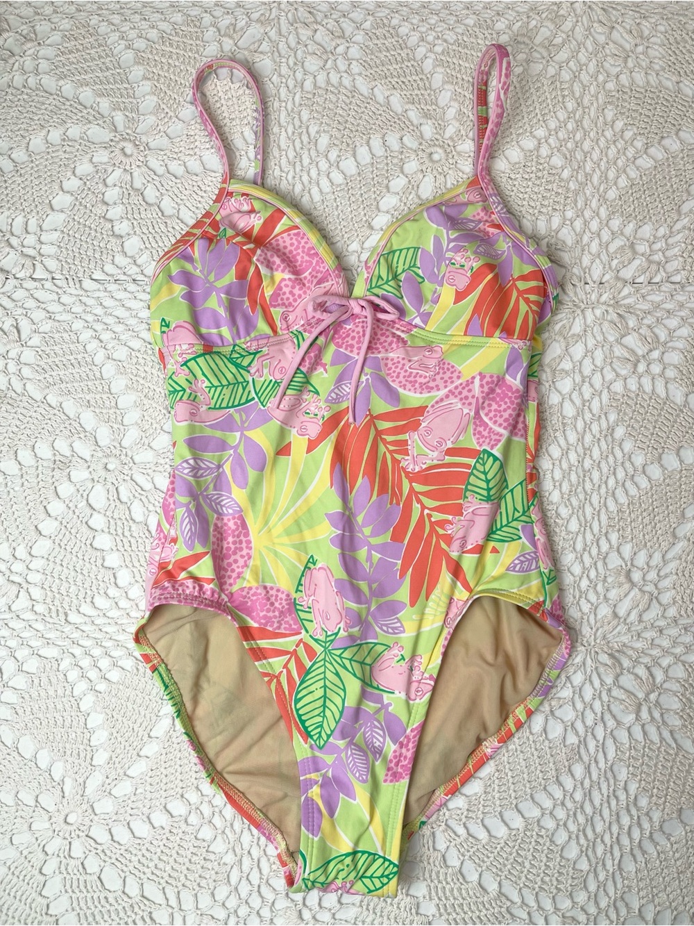 Lilly Pulitzer Women’s 2 Tree Frogs One Piece White Label Vintage Swimsuit